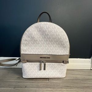Michael Kors white and gray backpack